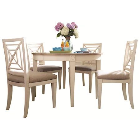 Round Kitchen Table and Chair Set with Casual Cottage Style and Padded Chair Seats